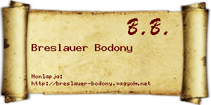 Breslauer Bodony névjegykártya